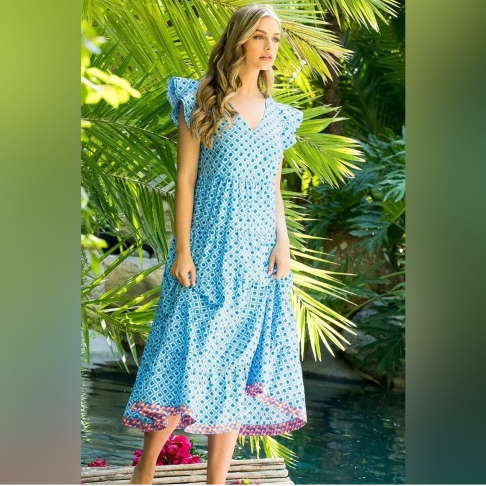 THML•Ruffle shoulder Midi Dress